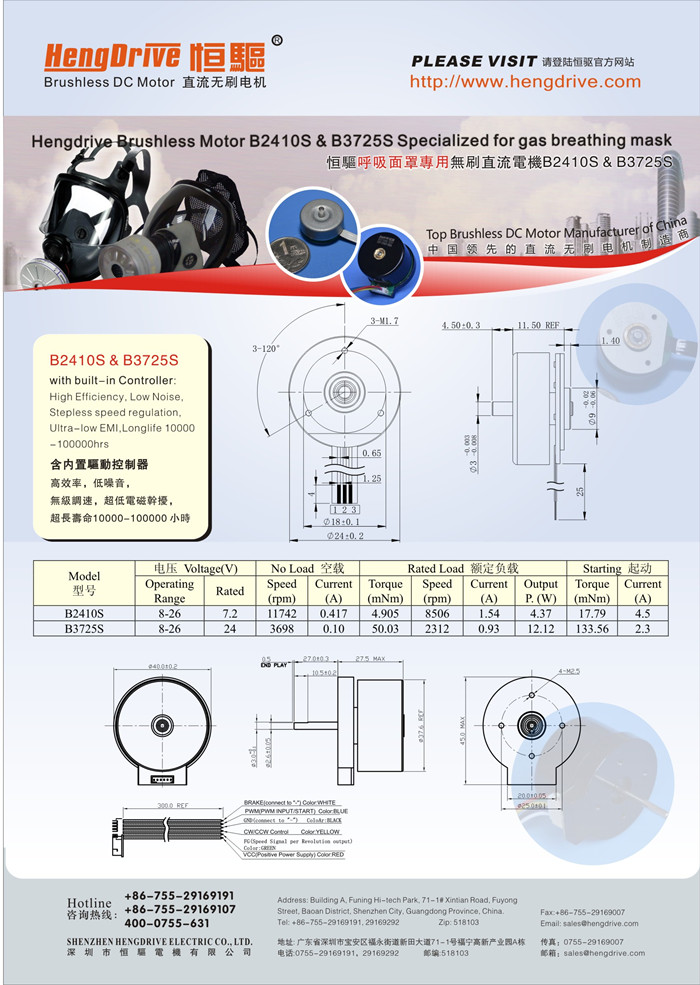 恒驅(qū)呼吸面罩專用無刷電機